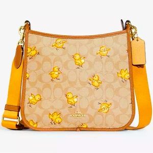 Coach Dempsey File Bag In Signature Canvas With Tossed Chick Print